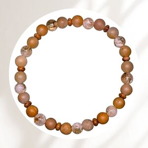 Elegant GENUINE Citrine, Wooden Jasper, and Yellow Jade Bracelet